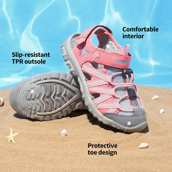 Kids Outdoor Sports Sandals - PINK GREY GREEN - 3